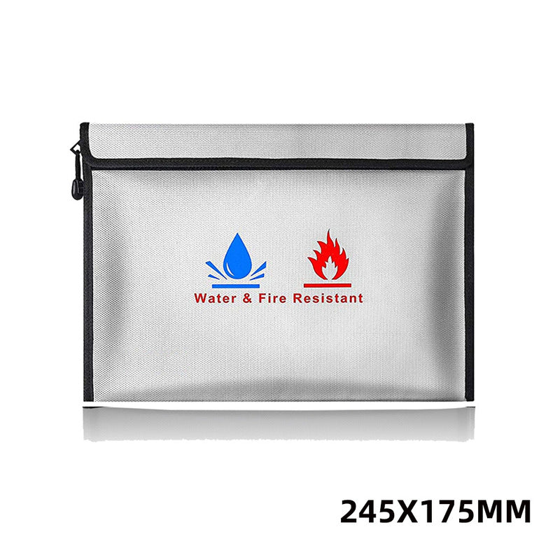 Fireproof & Waterproof Bag, File Storage Bag with Zipper for Certificates, Money, Cards(black,silver)