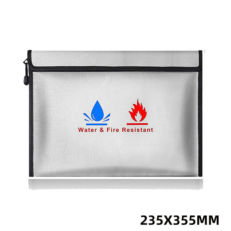Fireproof & Waterproof Bag, File Storage Bag with Zipper for Certificates, Money, Cards(black,silver)