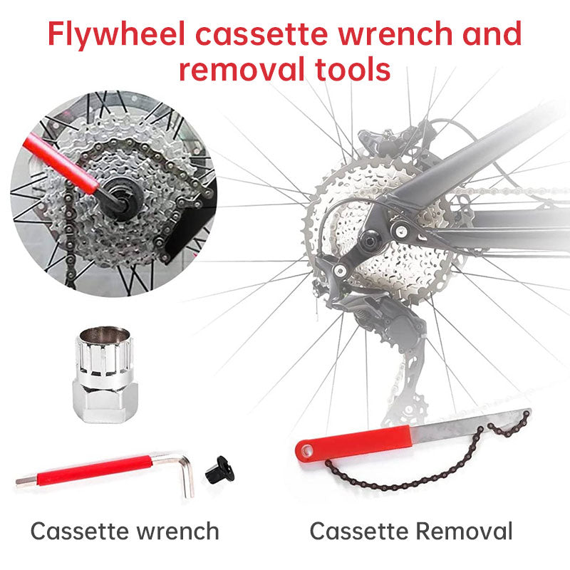 Complete 44-Piece Bicycle Repair Kit – Essential Tools for Chain, Crank, Freewheel, and Multi-Purpose Bike Key Repairs