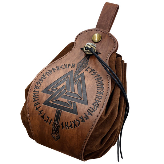 Beautiful 5-Piece Leather DND Dice Tray & Drawstring Pouch Set for RPG Games. A Perfect Gift for Gamers.
