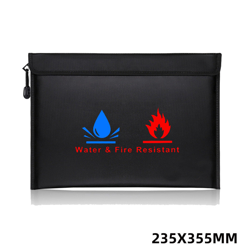 Fireproof & Waterproof Bag, File Storage Bag with Zipper for Certificates, Money, Cards(black,silver)