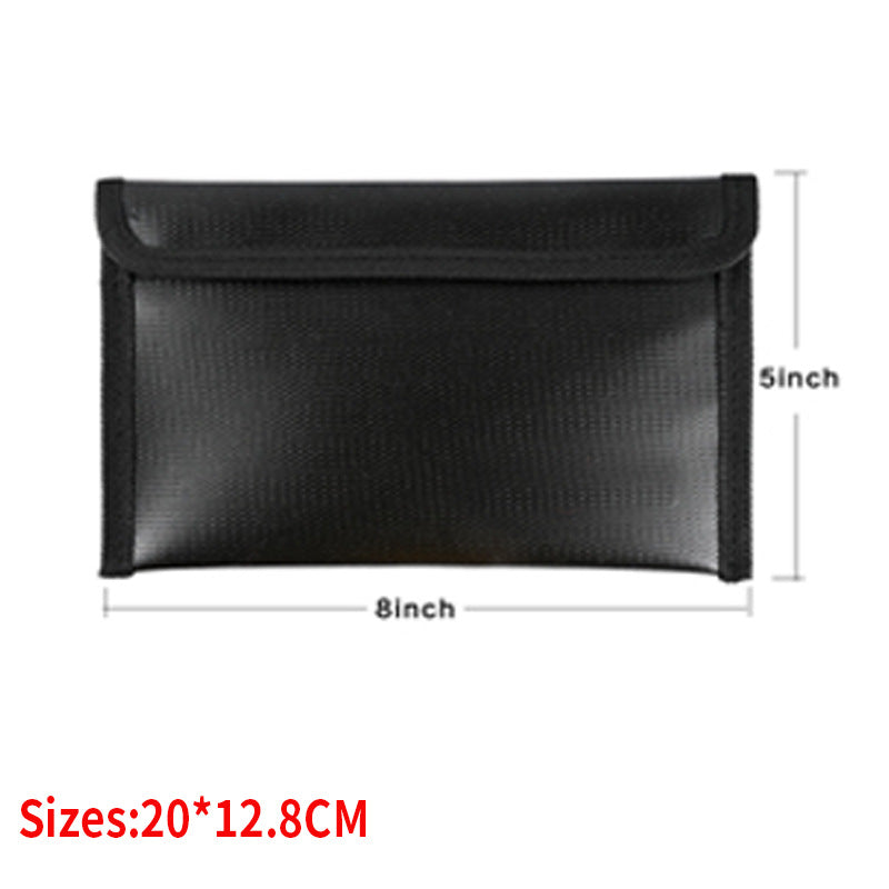 Fireproof & Waterproof Bag, File Storage Bag with Zipper for Certificates, Money, Cards(black,silver)