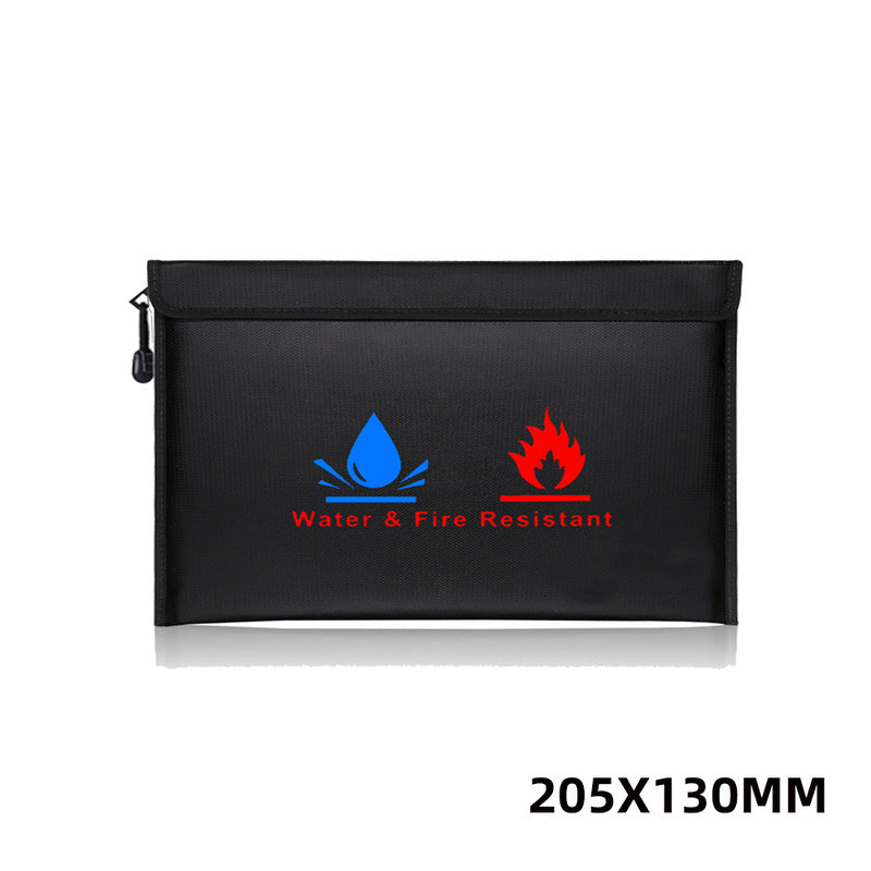 Fireproof & Waterproof Bag, File Storage Bag with Zipper for Certificates, Money, Cards(black,silver)