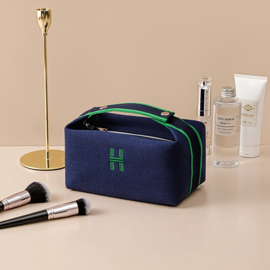 Portable premium canvas makeup bag, large capacity, washable, stylish storage for women