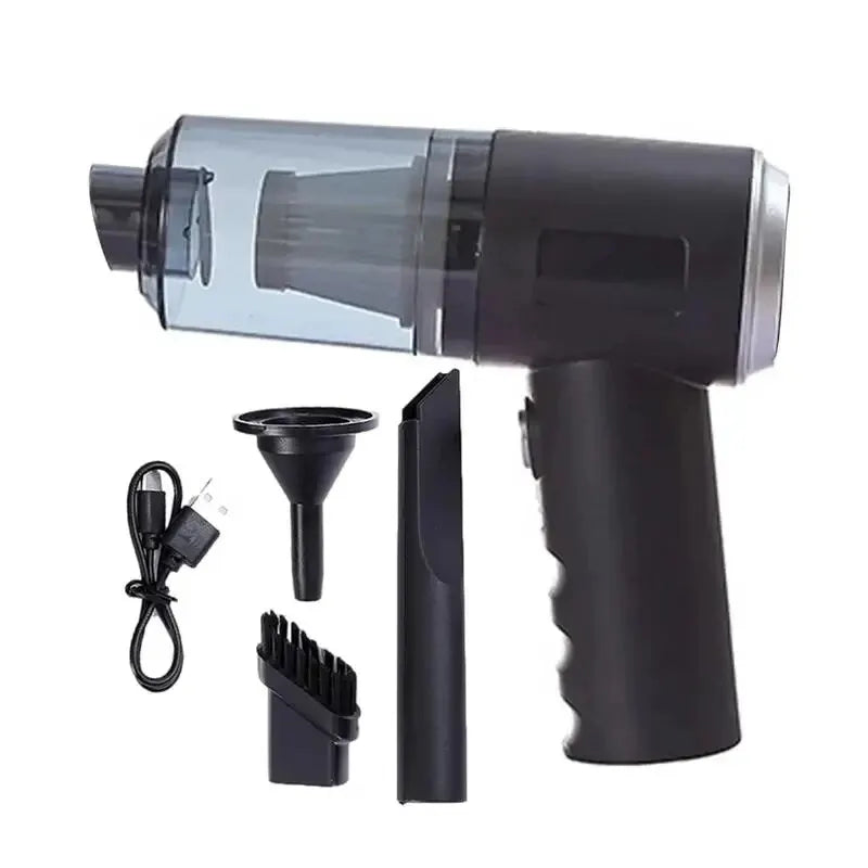 Compact vacuum cleaner with USB charging port for efficient, cordless cleaning solutions.