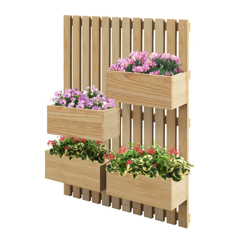 Raised bed garden with vertical trellis structure for enhanced plant growth and space optimization