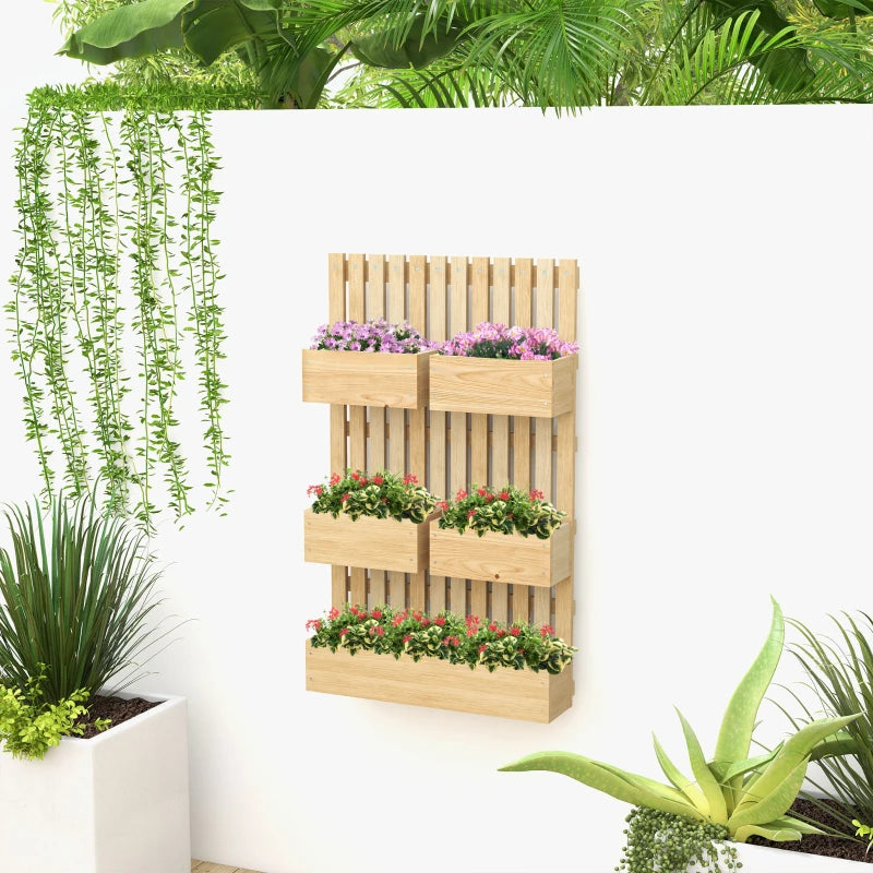 Raised bed garden with vertical trellis structure for enhanced plant growth and space optimization