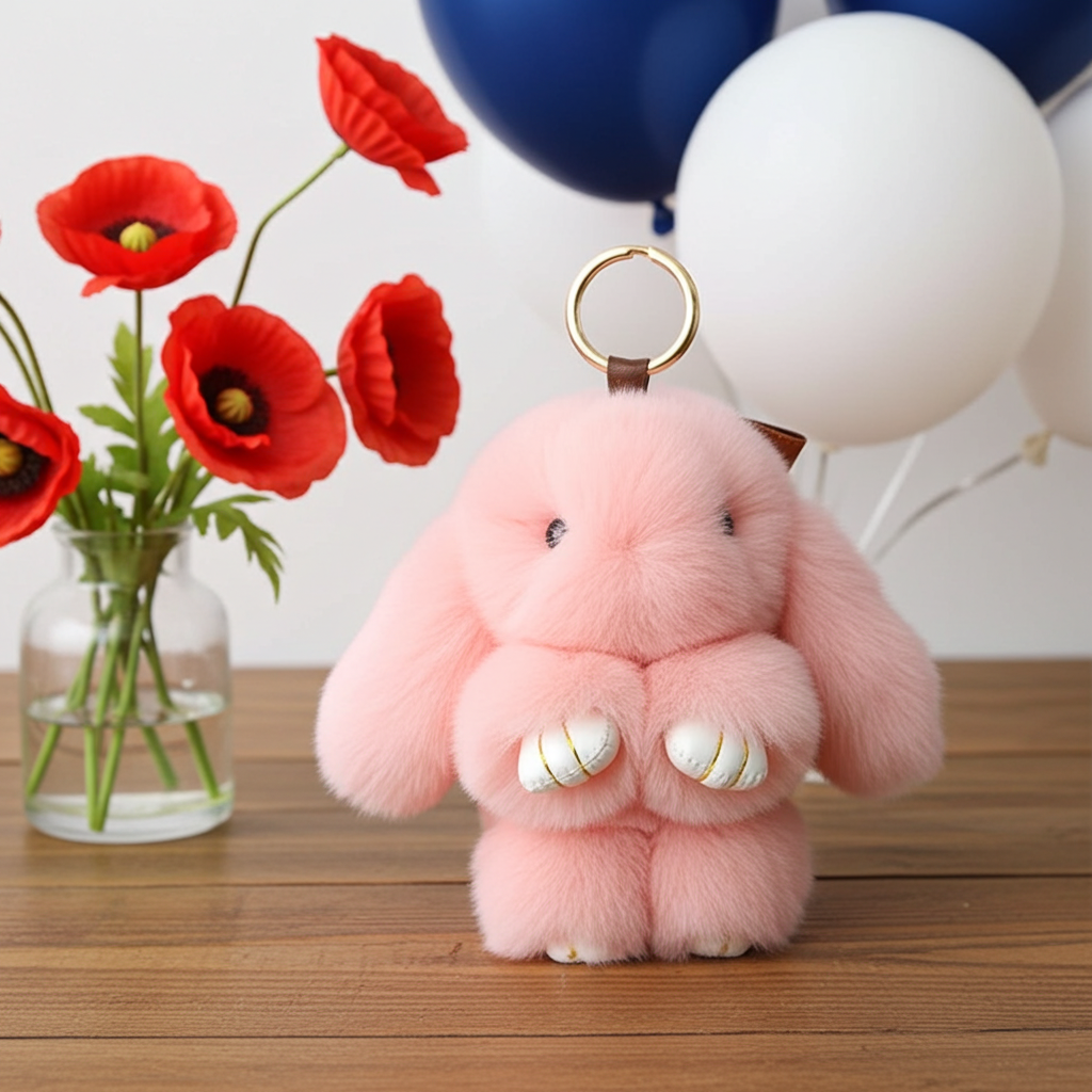 15cm Women's Rabbit Fur Keychain Bag Car Pendant Jewelry Decoration Fashionable Accessory for Bags And Gifts