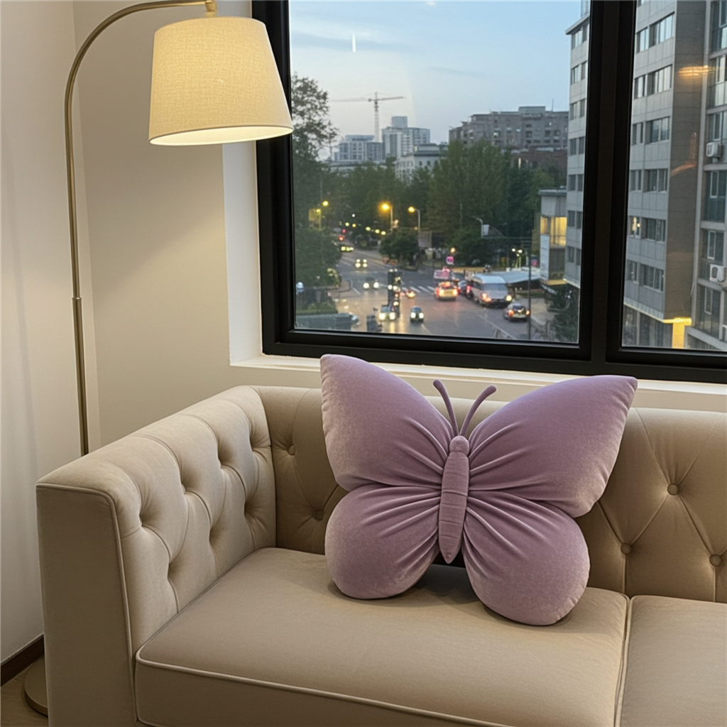 Butterfly Princess Pillow - Office, Living Room, Bedroom (with Bow). Sofa/Car Cushion, New Home Decor